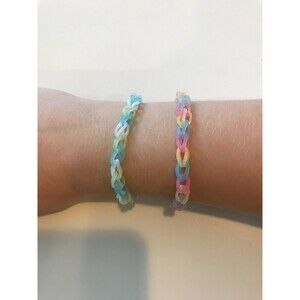 Rainbow Loom Bracelets lot of 2 *Kid Crafted* Glow in the dark